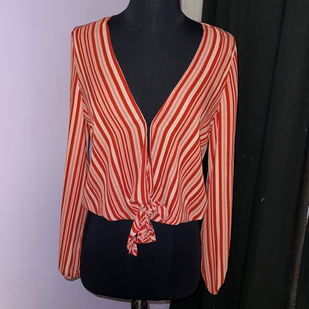 Red Striped Blouse